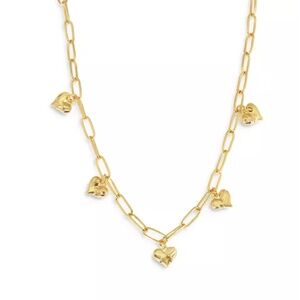 JACKIE MACK DESIGNS - Heart Dangle Charm Necklace, 18-20" 18k gold plated
